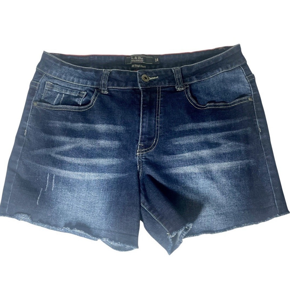 Lucky & Blessed‎ Cutoff Dark Wash Intentional Faded Denim Shorts Women's 14